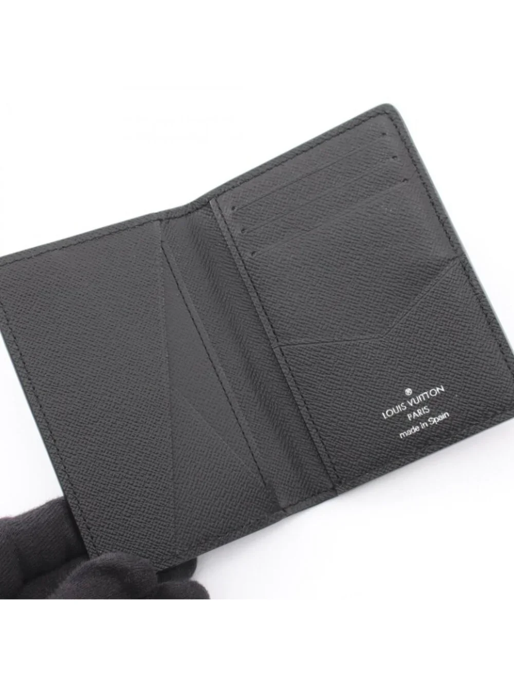 Louis Vuitton Card Case Organizer de Poche Noir Leather